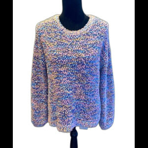 Love More Sweater Pink Purple Blue “Popcorn “ Look Size Large GORGEOUS!